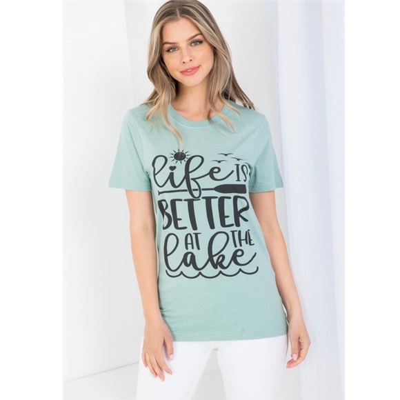 Mint Green ‘Life is Better at the Lake’ Graphic Tee - Picture 3 of 14